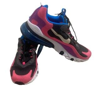 Nike Air Max 270 React Sneakers Pink Purple Black Youth 7Y Womens 8.5